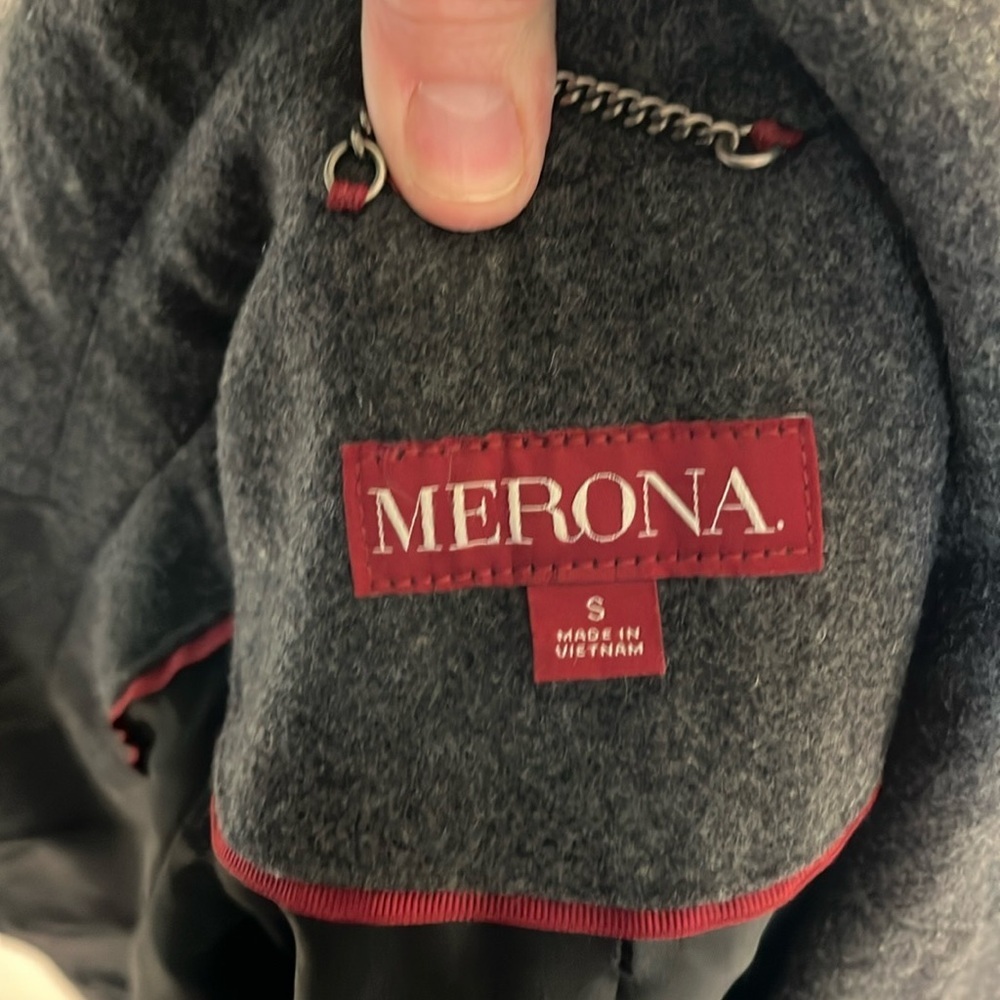 Merona Women’s Classic Wool Blend Double Breasted Gray Button Up Peacoat Size S - Picture 4 of 7